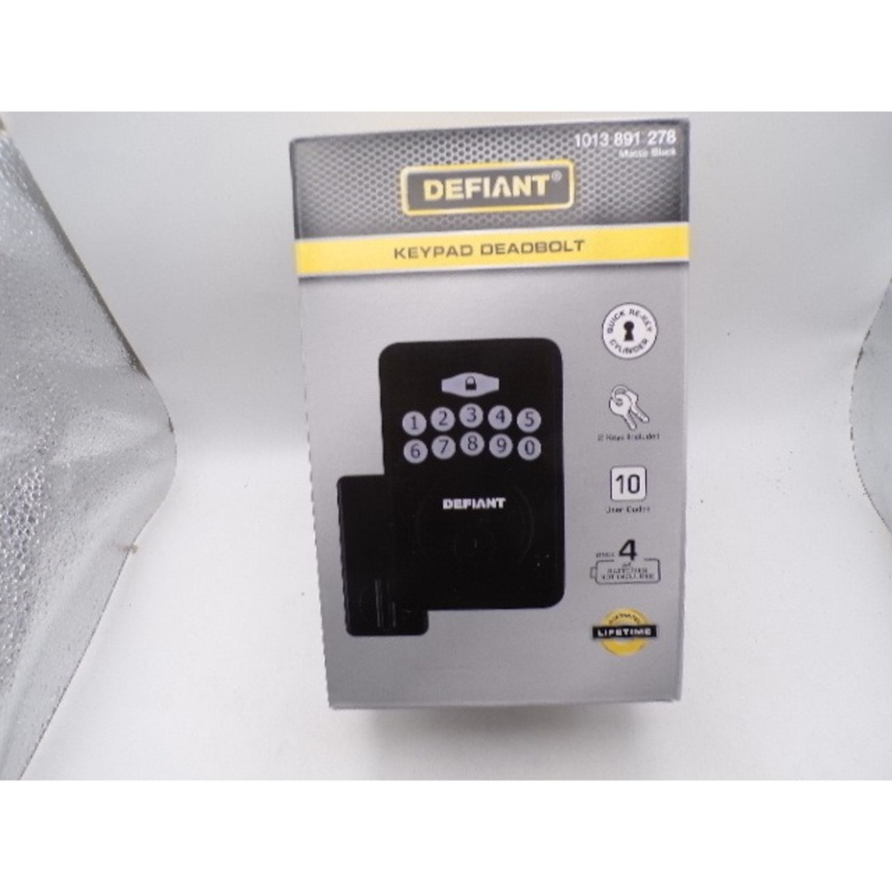 Defiant Keypad Deadbolt Matte Black Electronic Keyless Entry Lock 1013 891 278‎